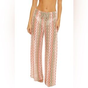 Becca swim crochet side slit pants size small